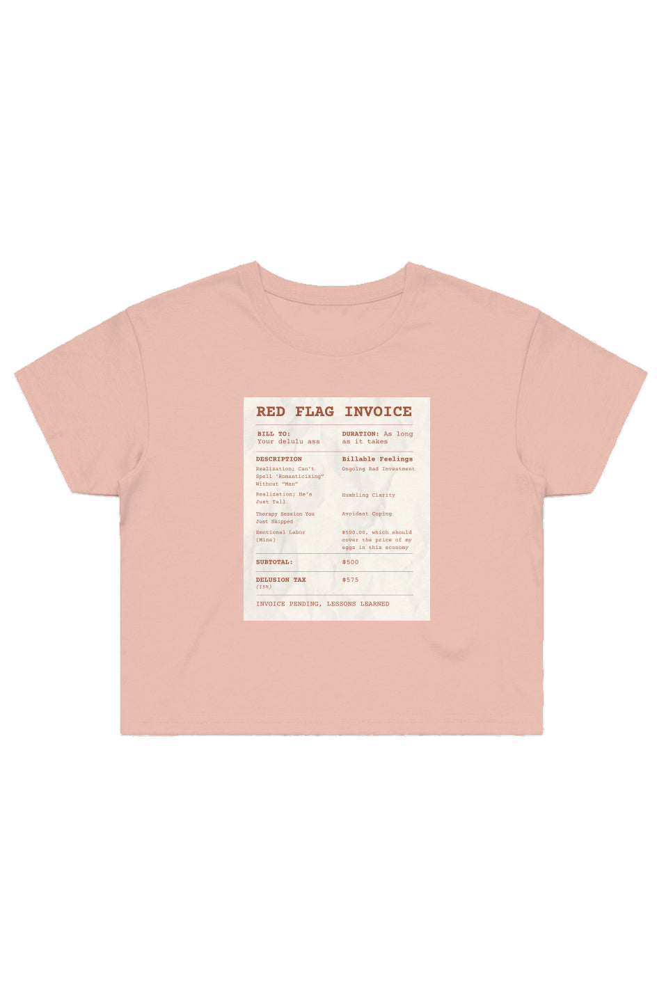 Red Flag Invoice Receipt (Crop Top Shirt) - 11/10 