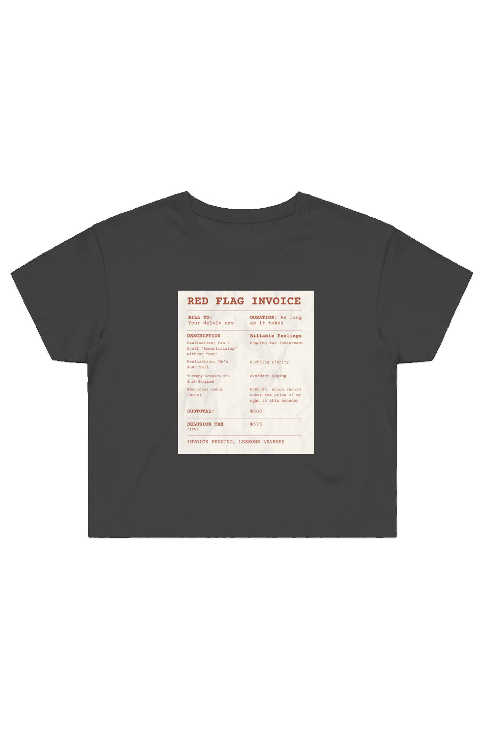 Red Flag Invoice Receipt (Crop Top Shirt) - 11/10 