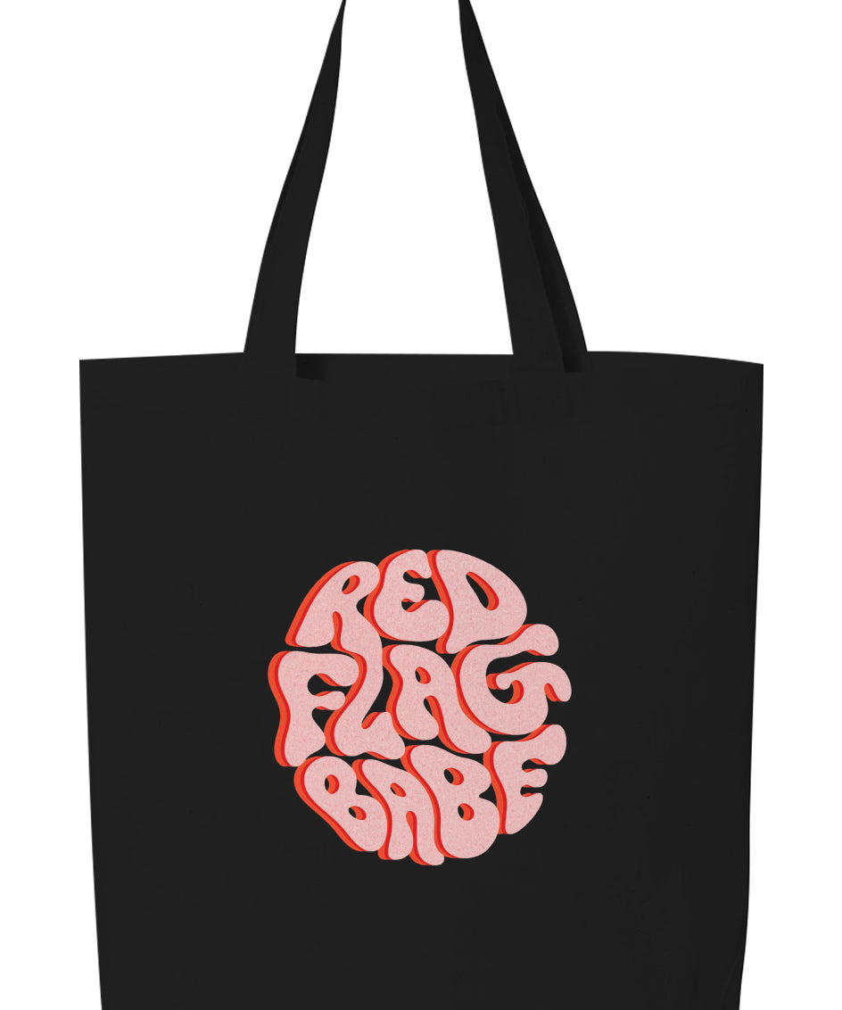 Red Flag Babe Logo Tote Bag (Pink Logo Design)