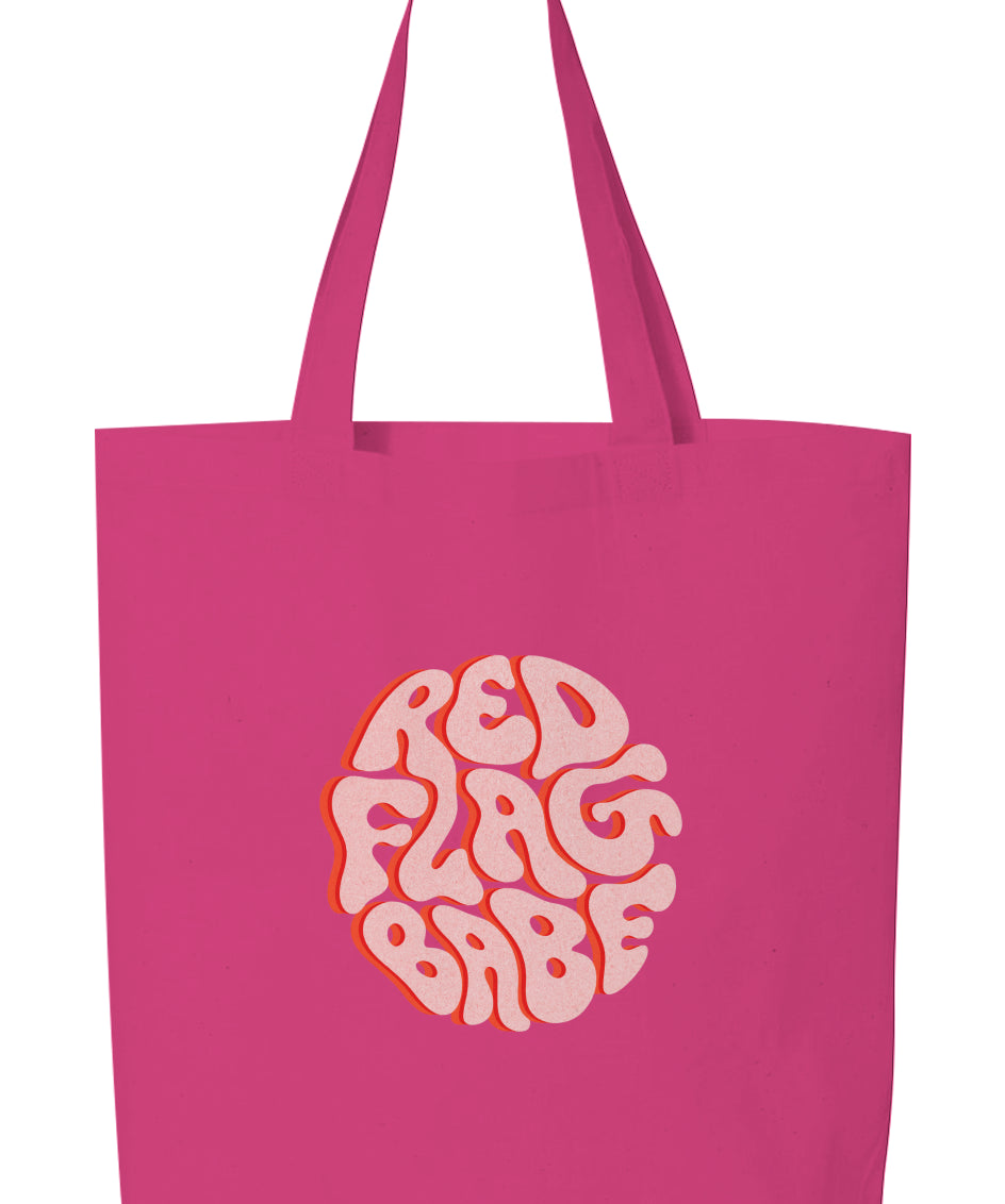 Red Flag Babe Logo Tote Bag (Pink Logo Design)