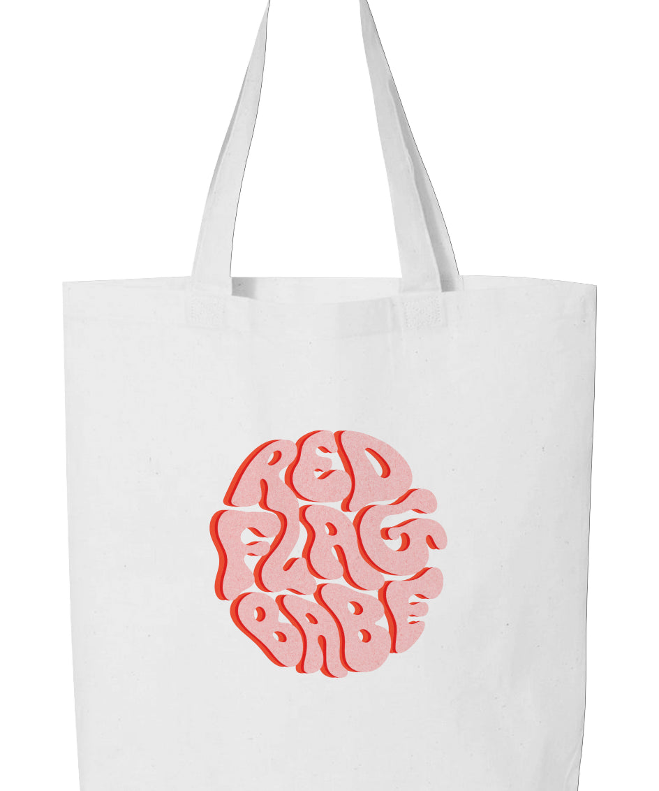Red Flag Babe Logo Tote Bag (Pink Logo Design)