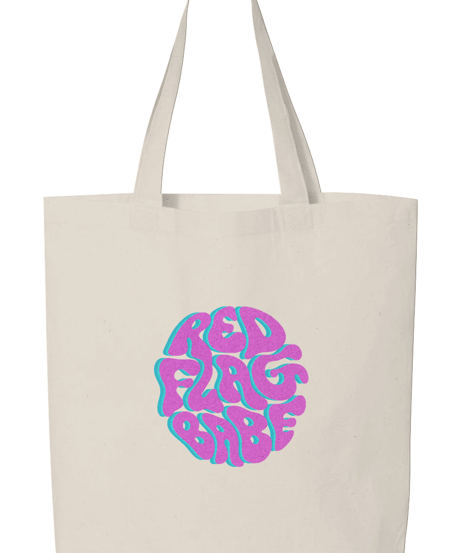 Red Flag Babe Logo Tote Bag (Purple Logo Design)